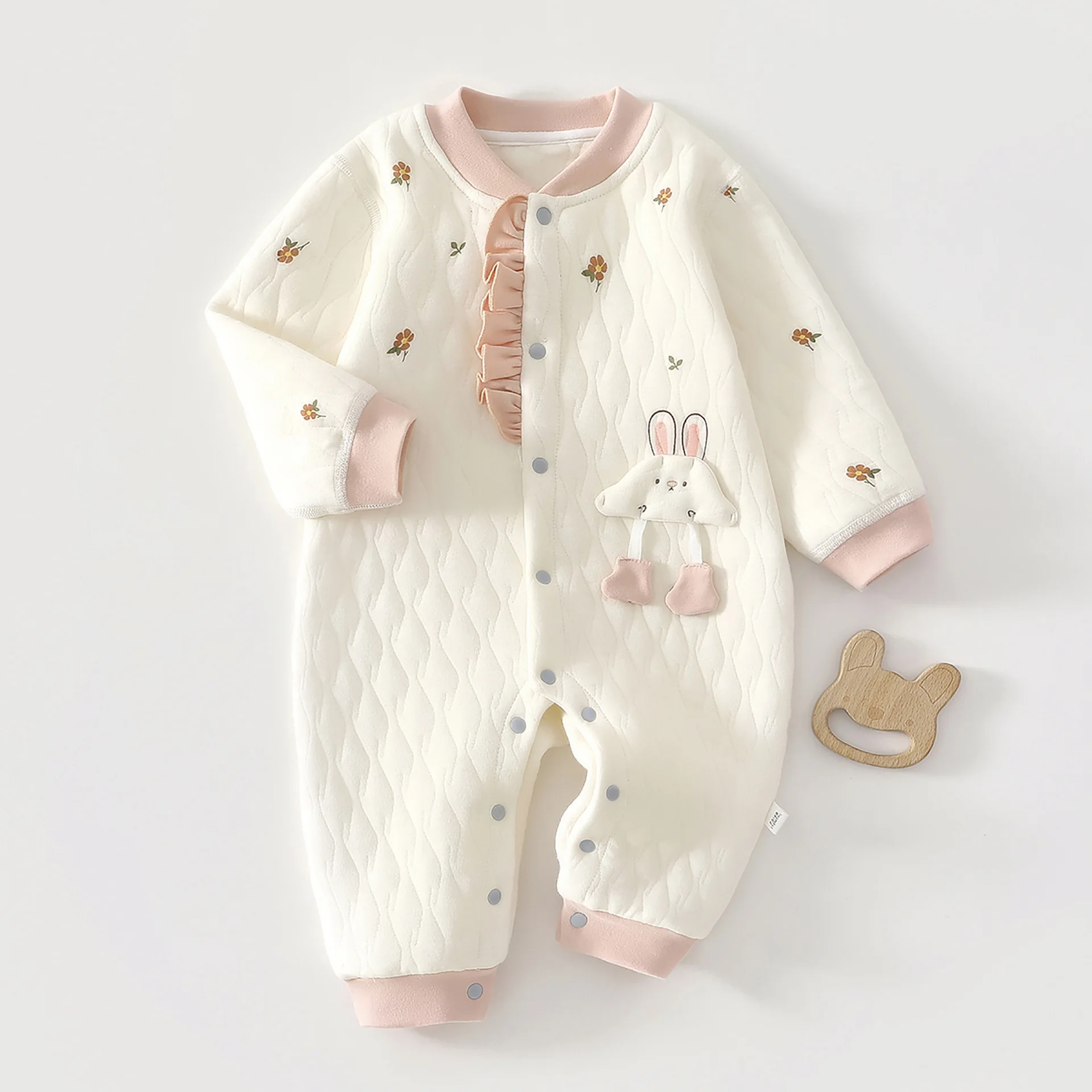 Baby Jumpsuit, Autumn Thick Cotton Jacket, Three-layer Warm Clothes for Newborns 0-18 Months Crawling Clothes for Young Children thumbnail 5