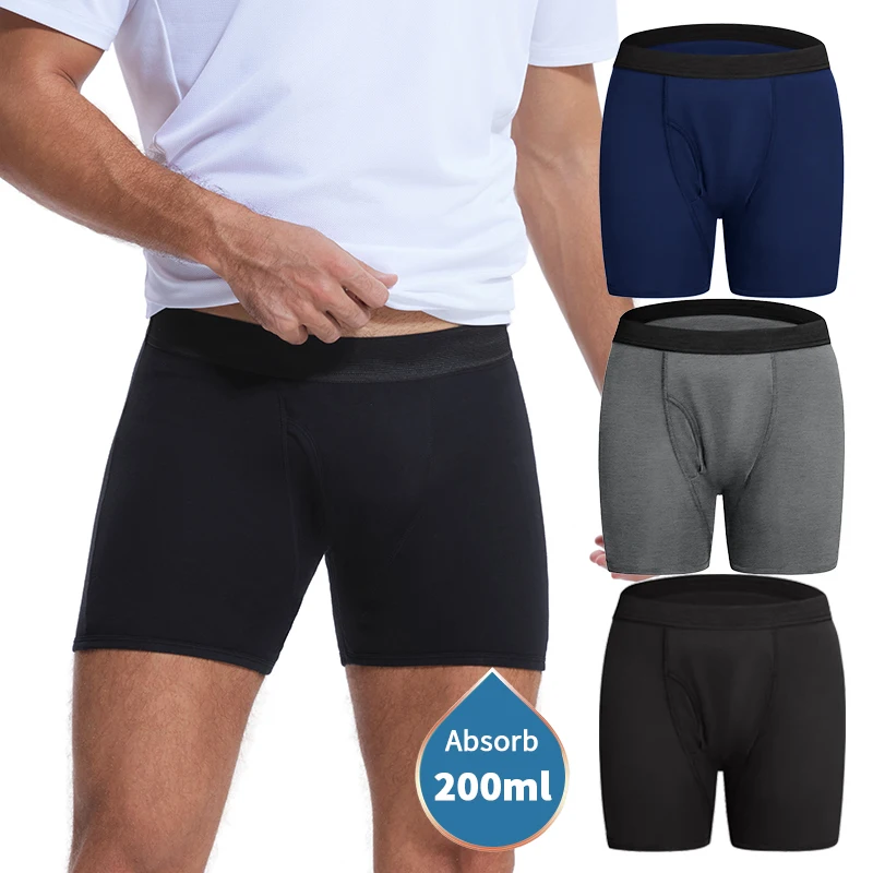 Incontinence Underwear  For Men, 100ML Absorbent Cotton Washable Leak-Proof Reusable Boxer Brief thumbnail 2