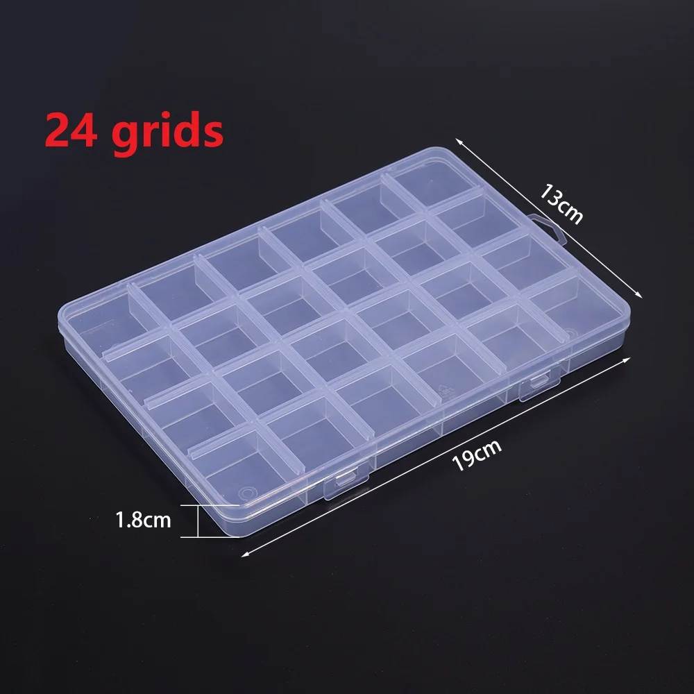 Practical 24/28 Grid Compartment Plastic Transparent Storage Box Earring Bead Screw Holder Case Display Home Organizer Container thumbnail 2