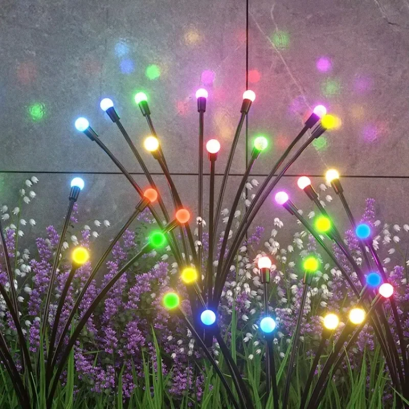 Outdoor Solar Pathway Light Waterproof 6/8/10 Heads Led Powered Swaying Firefly Lamp Star Burst Solar Firefly Garden Light thumbnail 3