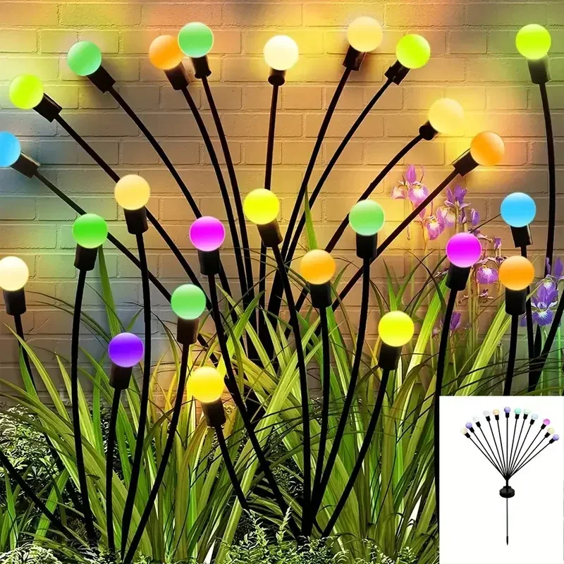 Outdoor Solar Pathway Light Waterproof 6/8/10 Heads Led Powered Swaying Firefly Lamp Star Burst Solar Firefly Garden Light thumbnail 5