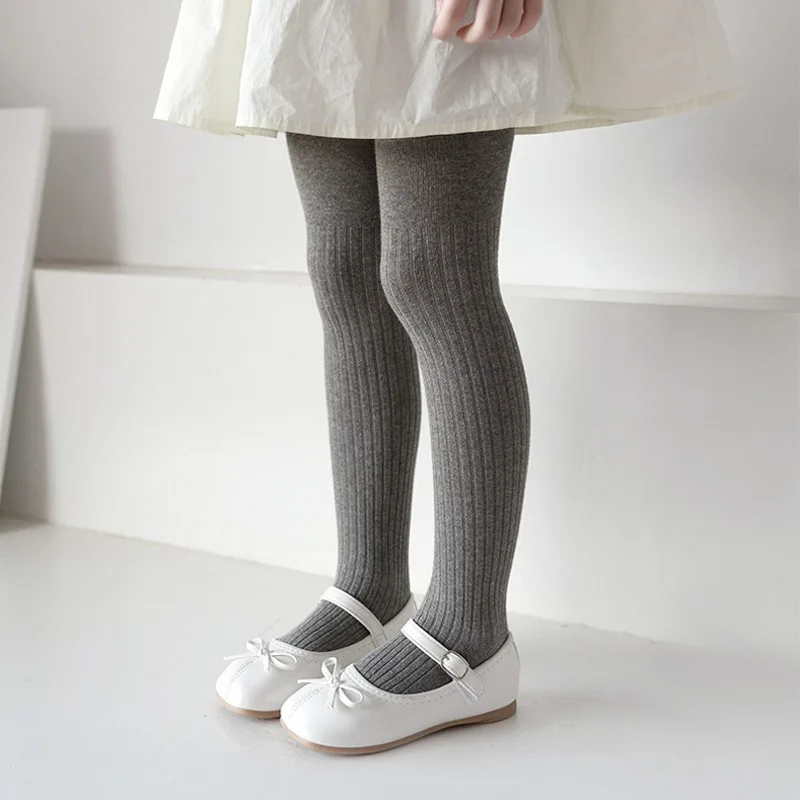 1 Pcs Girls Pantyhose Kids Knitted Leggings Stretchy Vertical Stripe Solid Color Baby Toddler Long Socks thumbnail 4