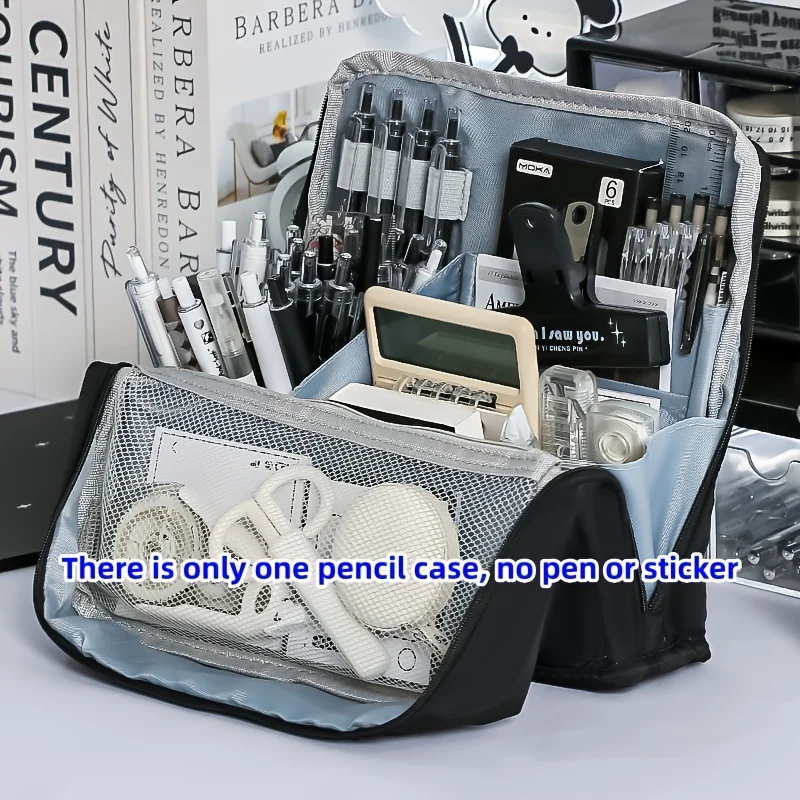 Washable Pencil Case Organizer, Large Capacity Multi Compartment Mesh Pocket Storage Bag for School Office Travel, Unisex Gift thumbnail 6