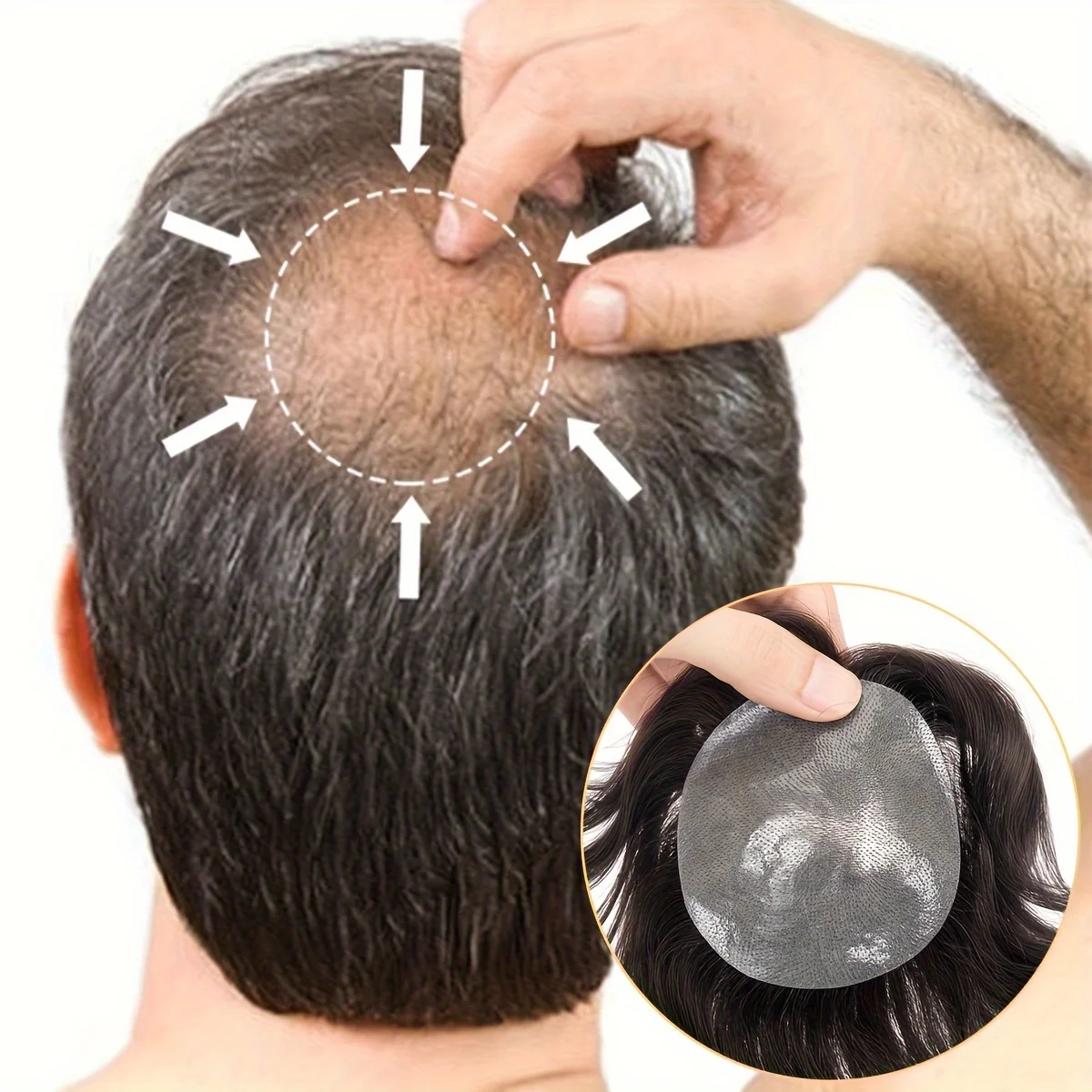 Men'S Toupee Real Human Hair Soft Thin Skin Mens Hairpieces Hair Replacement System For Slight Hair Loss