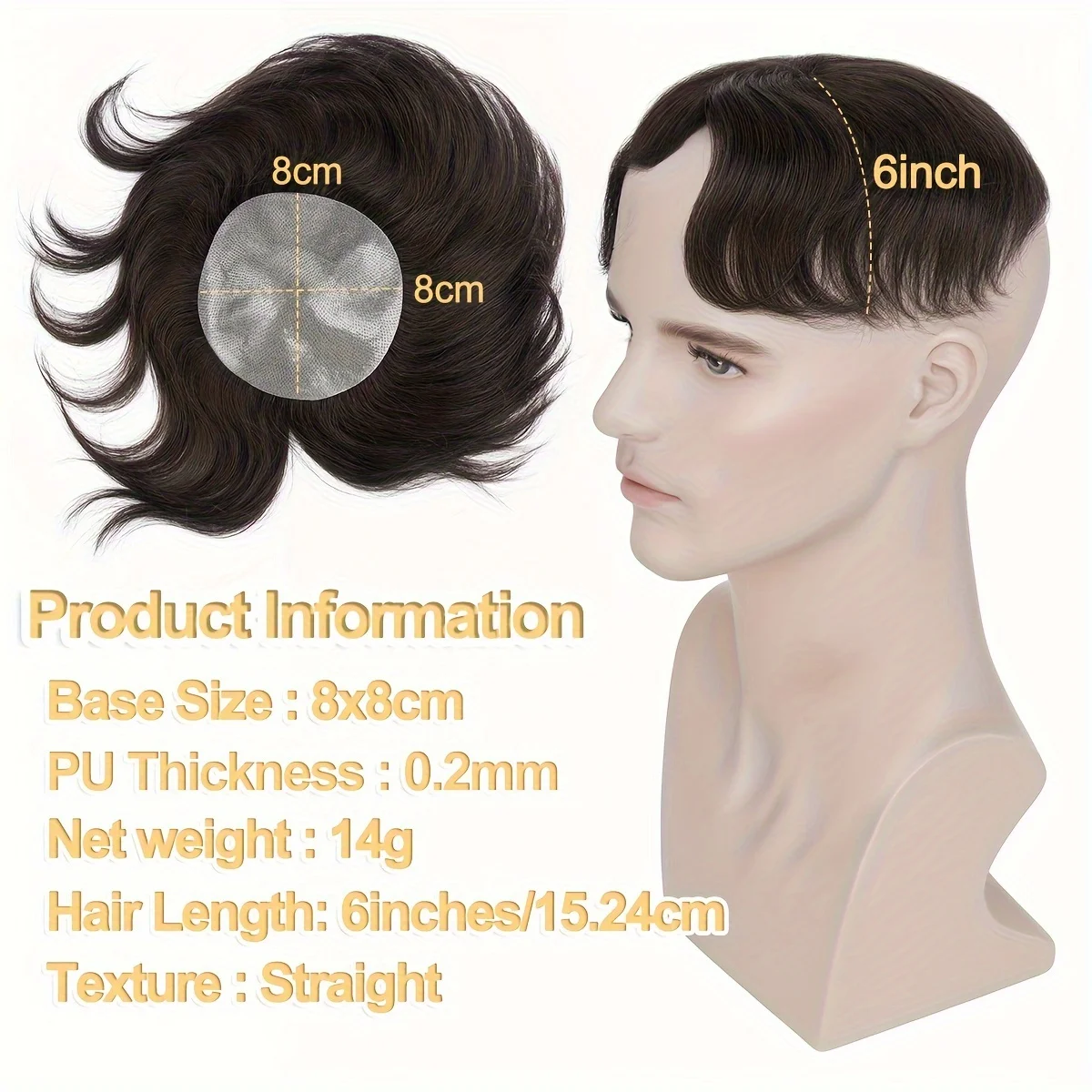Men'S Toupee Real Human Hair Soft Thin Skin Mens Hairpieces Hair Replacement System For Slight Hair Loss thumbnail 5
