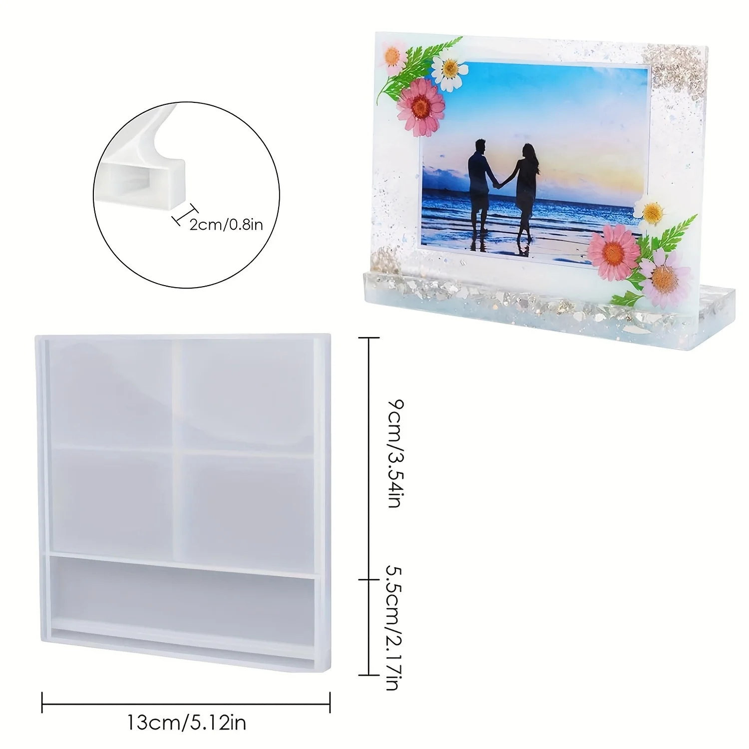 1pc- Photo frame resin molds, photo frame resin casting molds, square and heart-shaped molds, used for home desktop decoration thumbnail 5