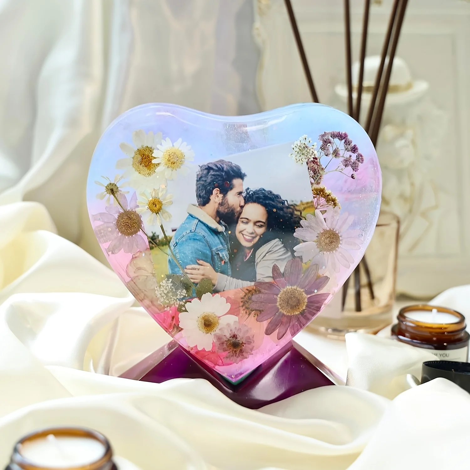 1pc- Photo frame resin molds, photo frame resin casting molds, square and heart-shaped molds, used for home desktop decoration thumbnail 6