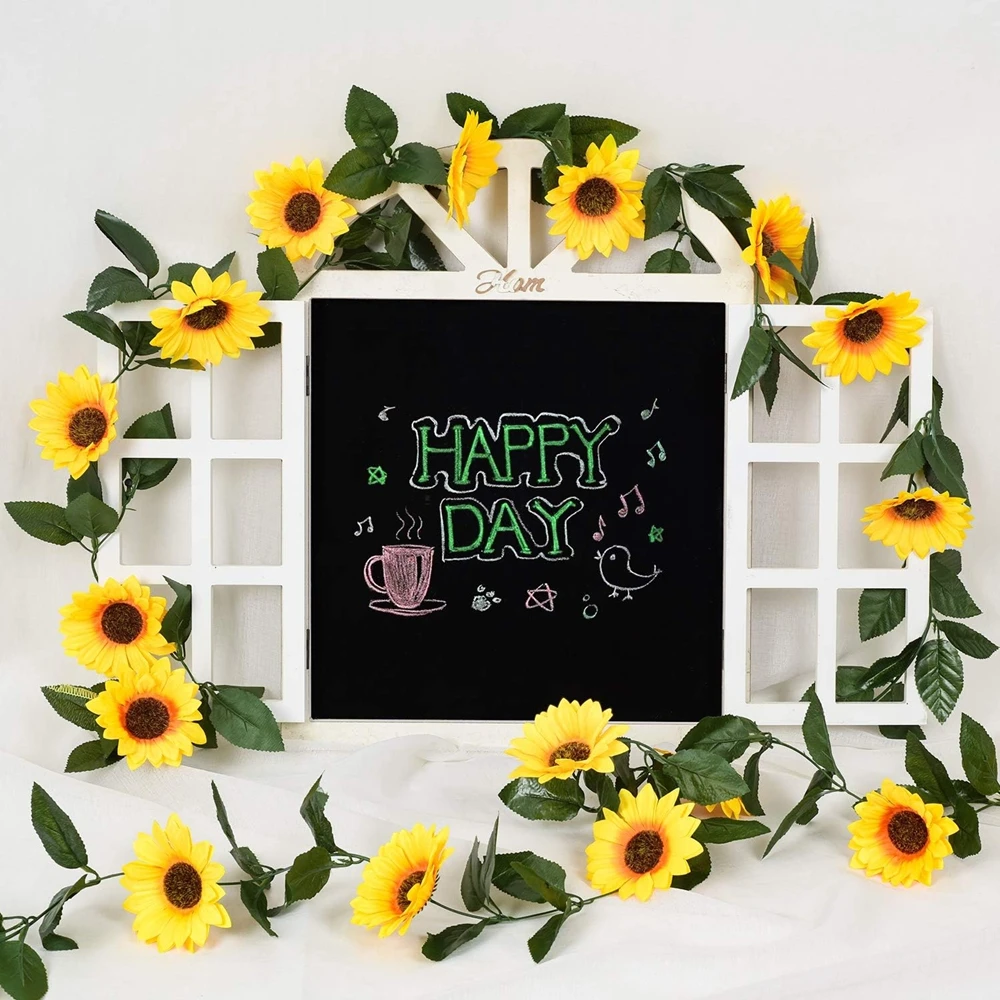 1/3PCS Artificial Flowers Sunflowers Vine Hanging Flowers Wall Festival Rattan Garland Outdoor Wedding Home Table Diy Decoration thumbnail 2