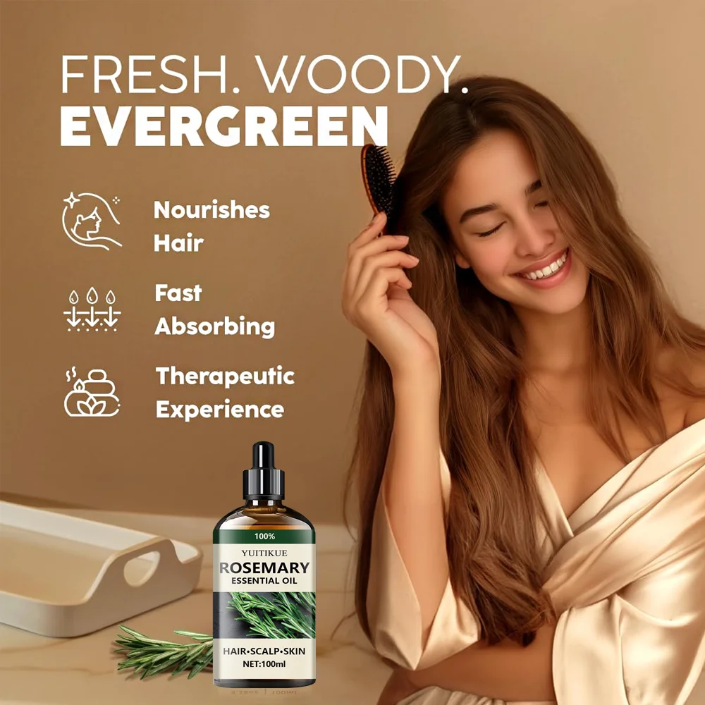100% pure rosemary essential oil, suitable for hair, scalp, and skin, natural aromatherapy oil, nourishing and revitalizing. thumbnail 3