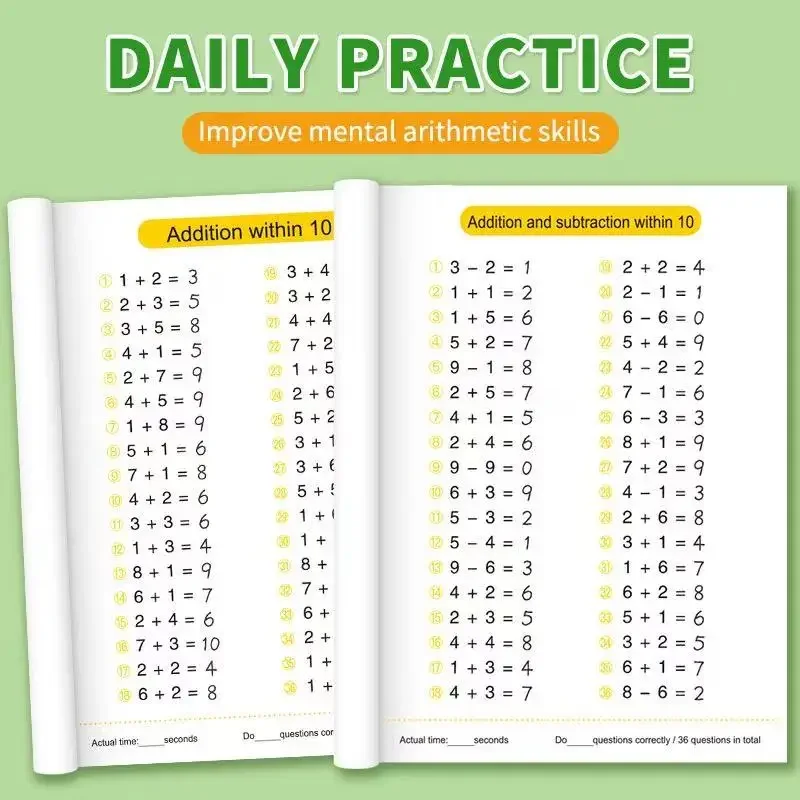 Addition and Subtraction Arithmetic Exercise Book Quick Calculation Math Training Math Arithmetic Books 10-100 thumbnail 4