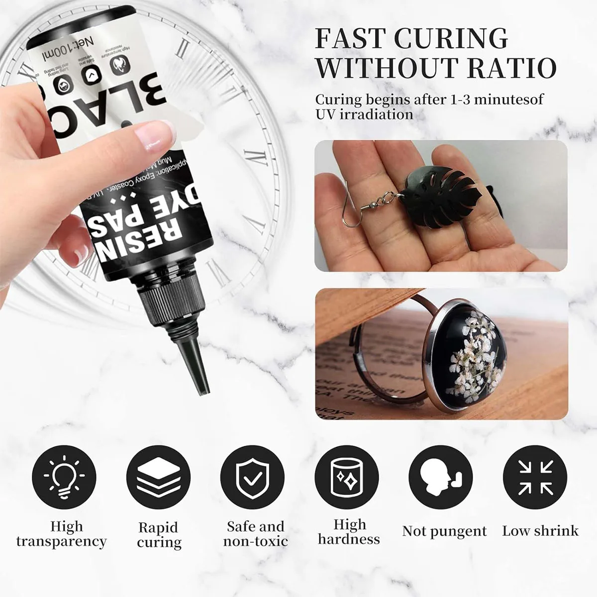 50ml/100ml high-concentrationresindyepaste (white and black), suitableforresinwaves, DIYresinart, painting, coasters and crafts thumbnail 3