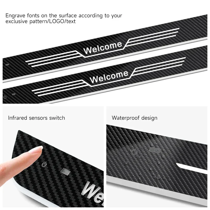 Customized Car Door Sill Light car pedal light Door opening warning RGB dynamic welcome Plate Pedal Light LED atmosphere Lamp thumbnail 3