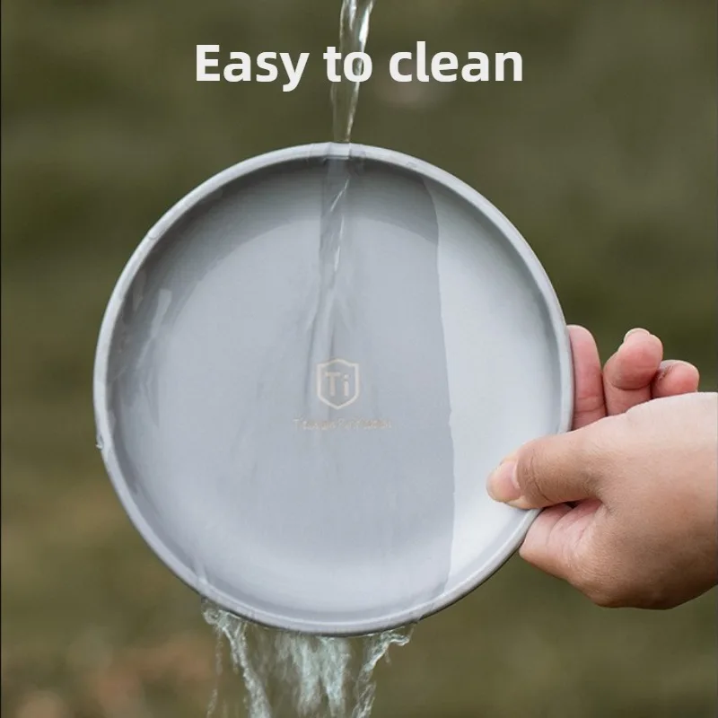 Titanium Outdoor Camping Plate Ultralight Portable Round Frosted Dish for Cooking Picnic Hiking Camping Backpacking Travel thumbnail 4