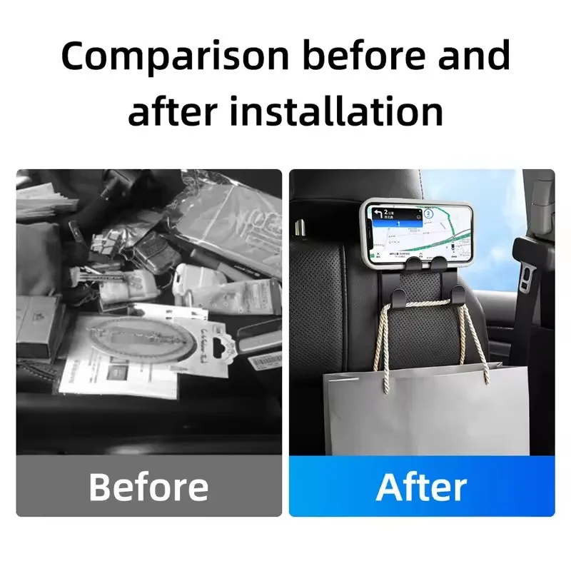 Car Back Seat Hook Hanging Storage Mobile Phone Holder Stand Lazy Rear Seat Phone Headrest Bracket For iPhone Samsung All Phones thumbnail 5