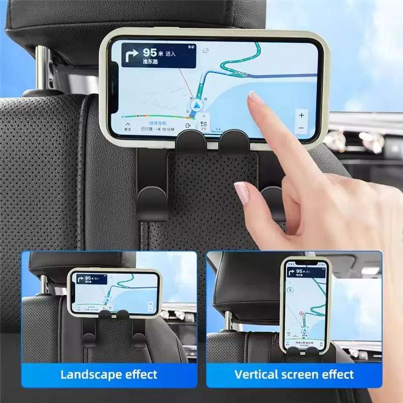 Car Back Seat Hook Hanging Storage Mobile Phone Holder Stand Lazy Rear Seat Phone Headrest Bracket For iPhone Samsung All Phones thumbnail 4