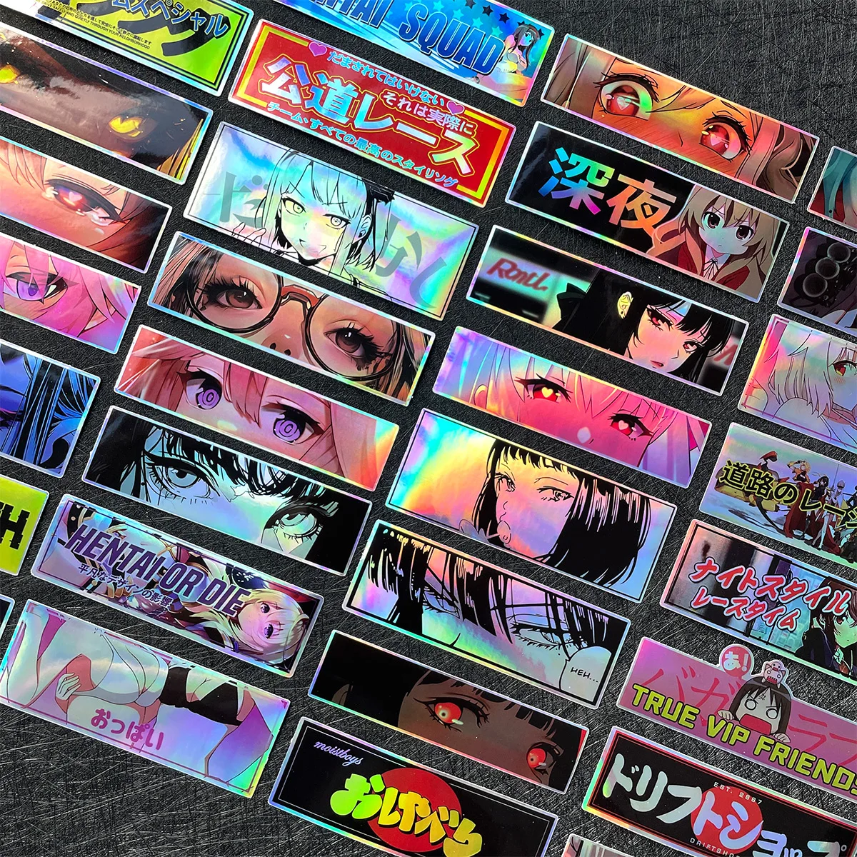 32PCS Binary Modification JDM Anime Beauty Eye Stickers Random Laser Rainbow Motorcycle Car Bike Helmet Accessories DIY Decals thumbnail 5