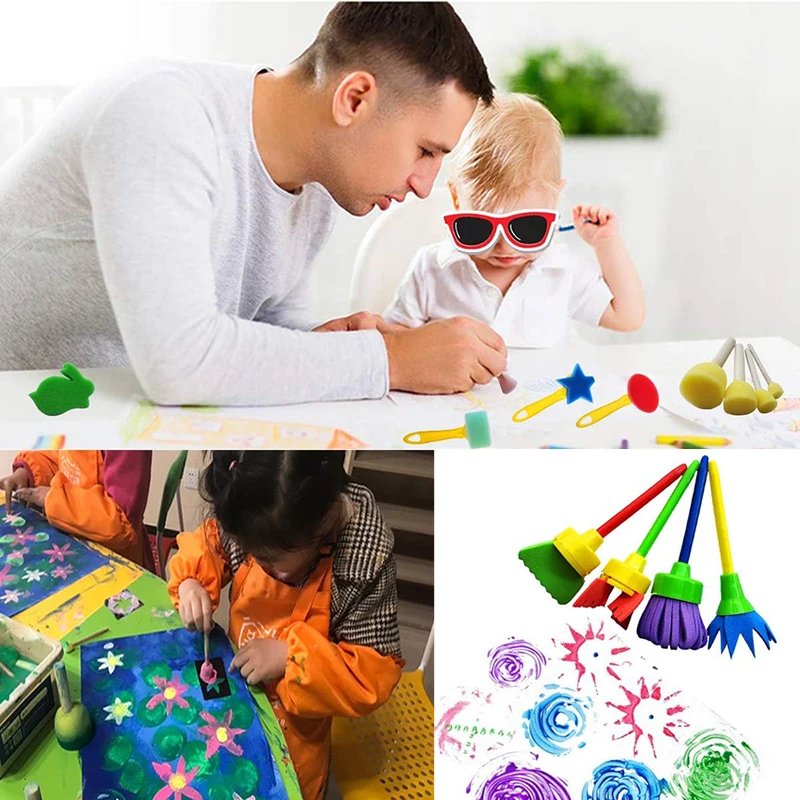 Painting Sponge Seal Brush Kit DIY Art Supplies Pigment Printing Cultural Education Drawing Props Suitable for Beginners TMZ thumbnail 4