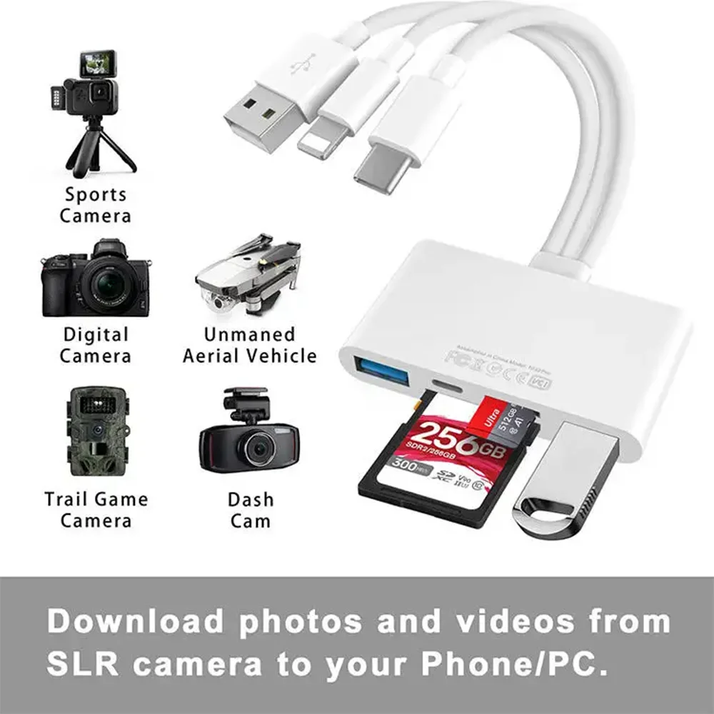 Three-wire 5-in-1 card reader, multi-function OTG converter, high-speed transmission, compatible with Iphone/Android/ipad thumbnail 4