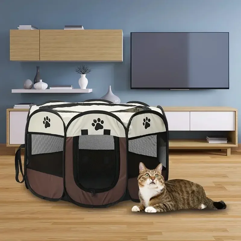 Portable Foldable Pet Tent Kennel Octagonal Fence Puppy Shelter Easy To Use Outdoor Easy Operation Large Dog Cages Cat Fences thumbnail 2