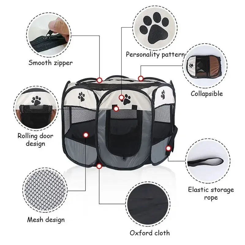 Portable Foldable Pet Tent Kennel Octagonal Fence Puppy Shelter Easy To Use Outdoor Easy Operation Large Dog Cages Cat Fences thumbnail 3