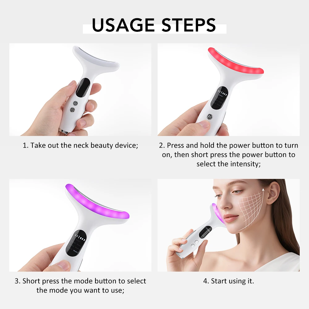 7 Colors LED Lights Neck Face Beauty Device EMS Vibration Massage Improve Neck Lines Anti Wrinkle Face Lifting Machine Tool thumbnail 6