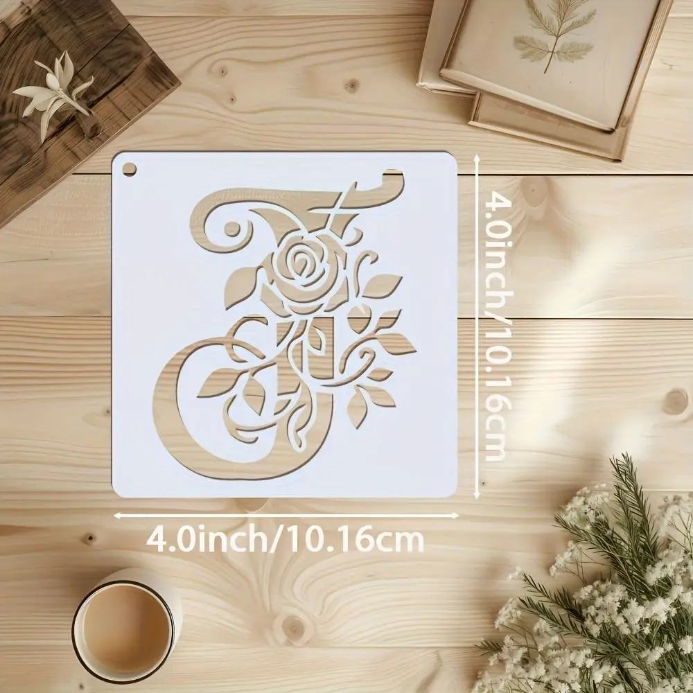 36pcs DIY Floral Alphabet Stencils Reusable Rose Letter Painting Templates Craft Supplies Hollow Graffiti Template Spray Mold thumbnail 4
