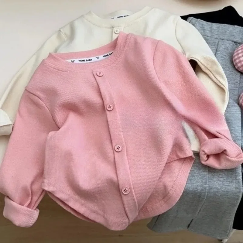 2-10Y Girls Shirt Spring Autumn New Children Long Sleeve T-shirt Solid Color Fashionable Baby Slimming Tops Girls Base Shirts thumbnail 5