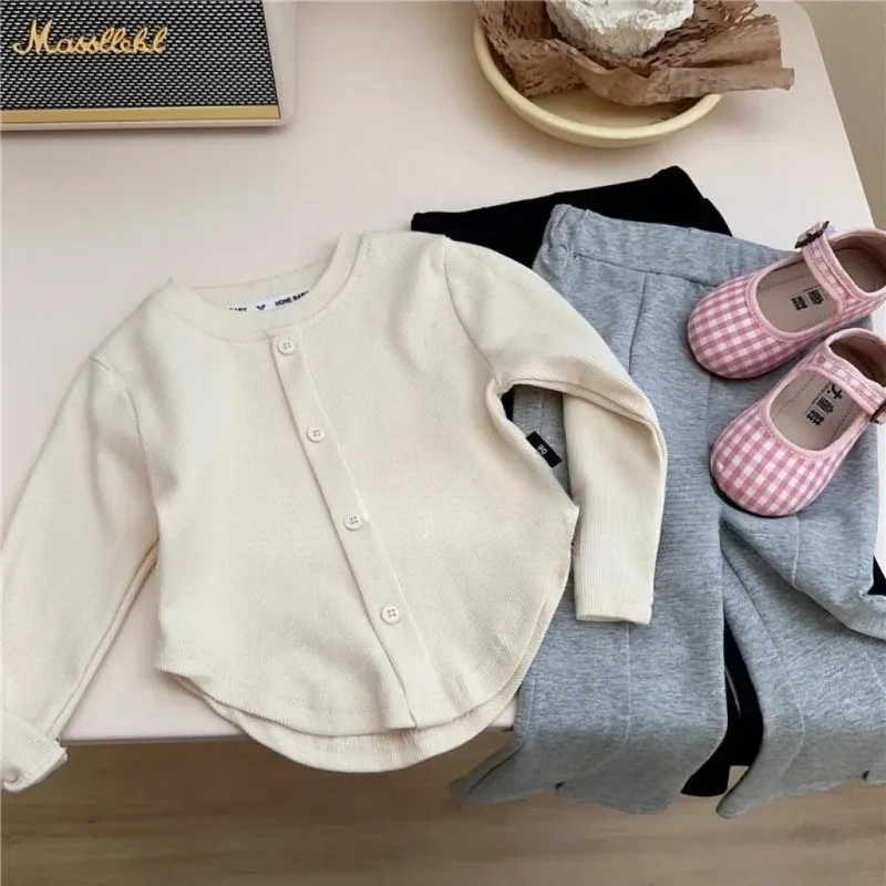 2-10Y Girls Shirt Spring Autumn New Children Long Sleeve T-shirt Solid Color Fashionable Baby Slimming Tops Girls Base Shirts thumbnail 6