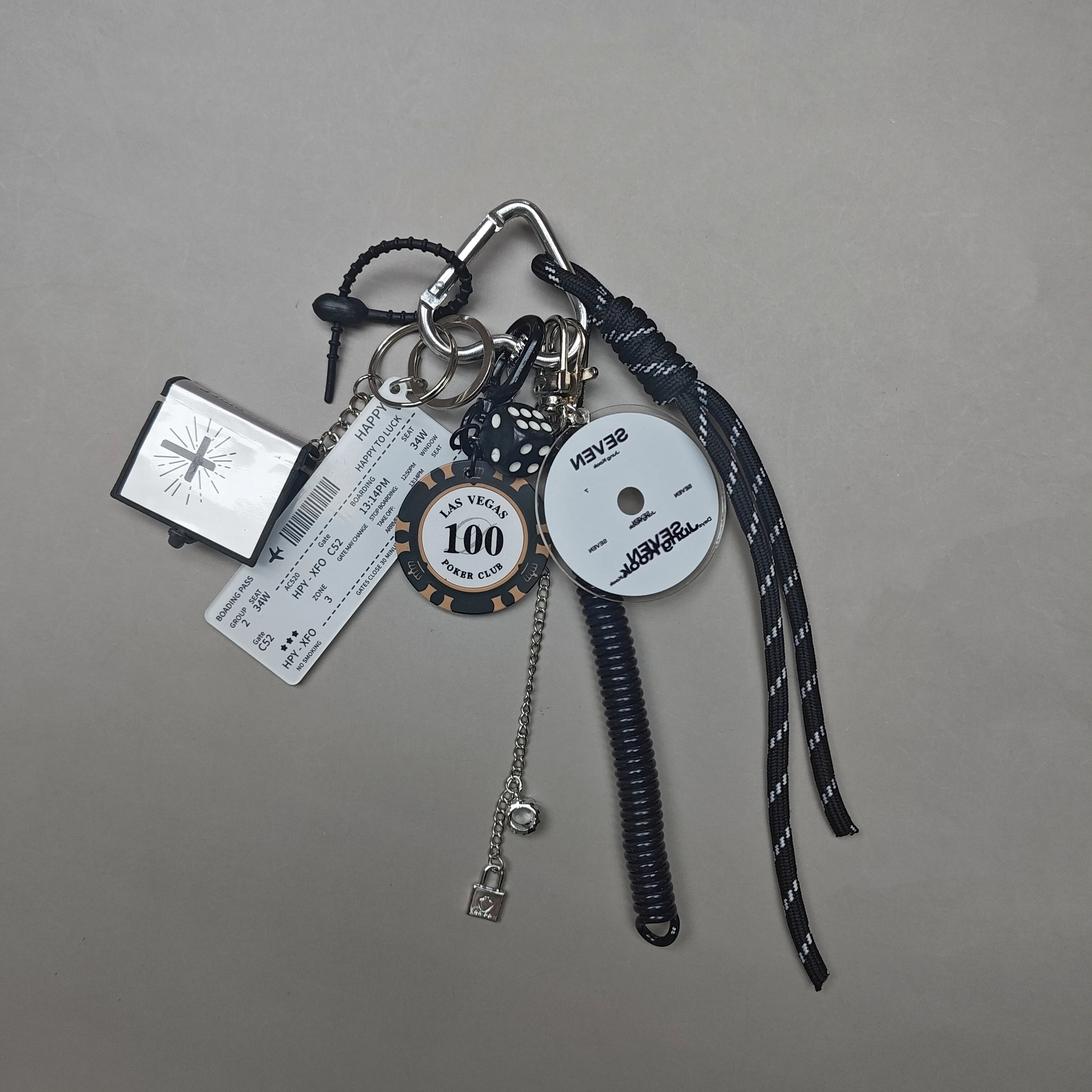 Fashion Air Ticket Chip Pendant Keychain Mobile Phone Lanyard Bag Charm Creative Decorative Accessories Unique Gift