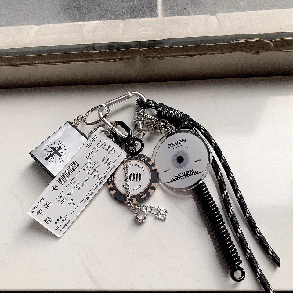 Fashion Air Ticket Chip Pendant Keychain Mobile Phone Lanyard Bag Charm Creative Decorative Accessories Unique Gift thumbnail 2