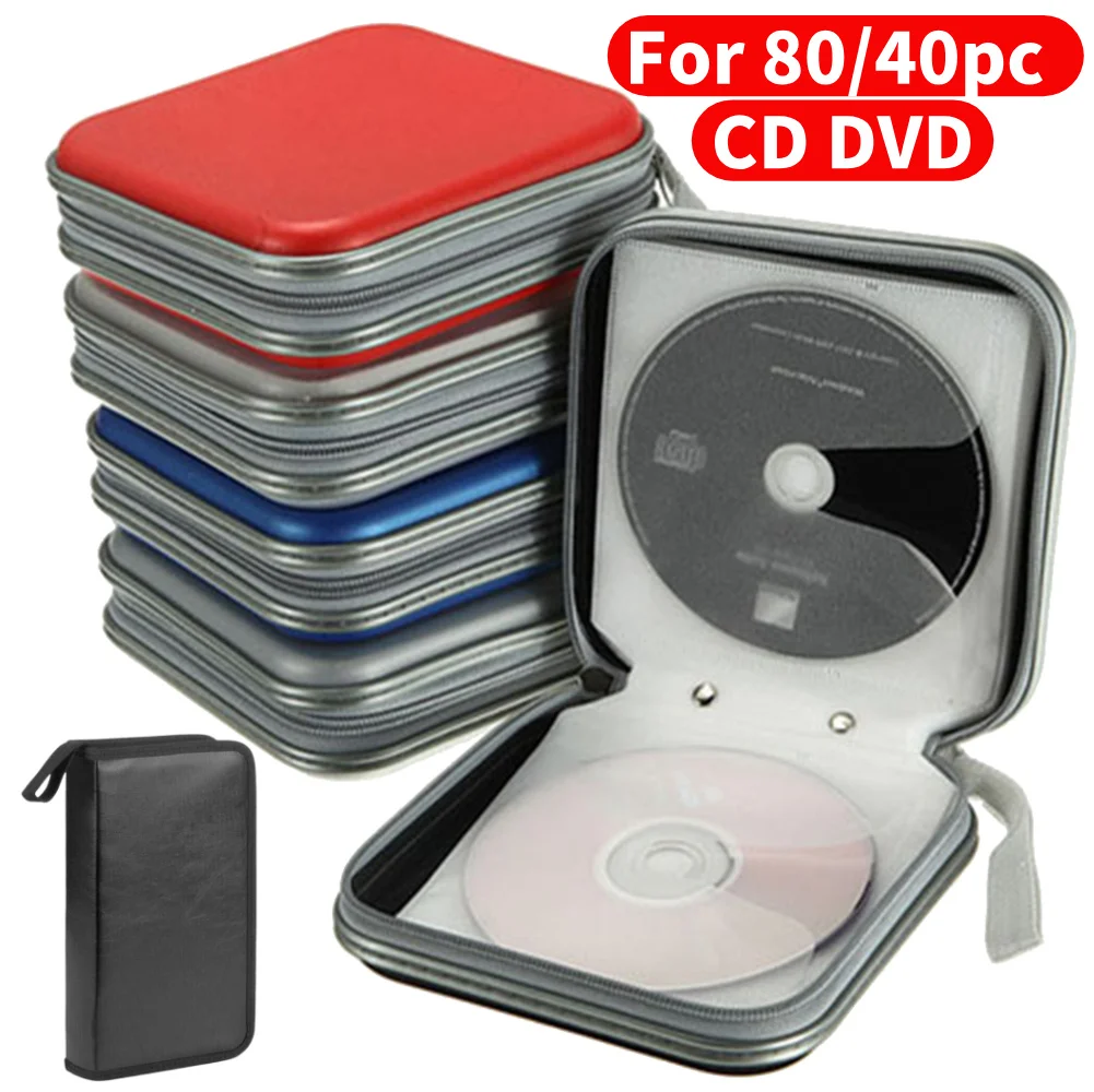 80/40Pcs Large Capacity Disc CD DVD VCD Wallet Storage Organizer Case Holder Album Box Cases with Zipper Bags CD Box Accessories