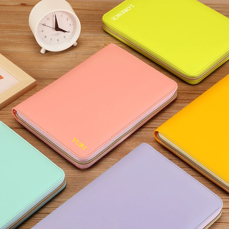 Custom Name loose-leaf Notebook A6Diary Luxury Business Multifunction Travel Wallet Leather Fashion Card Bag Zip Passport Holder thumbnail 2