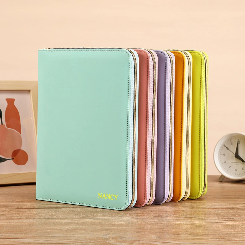Custom Name loose-leaf Notebook A6Diary Luxury Business Multifunction Travel Wallet Leather Fashion Card Bag Zip Passport Holder thumbnail 6