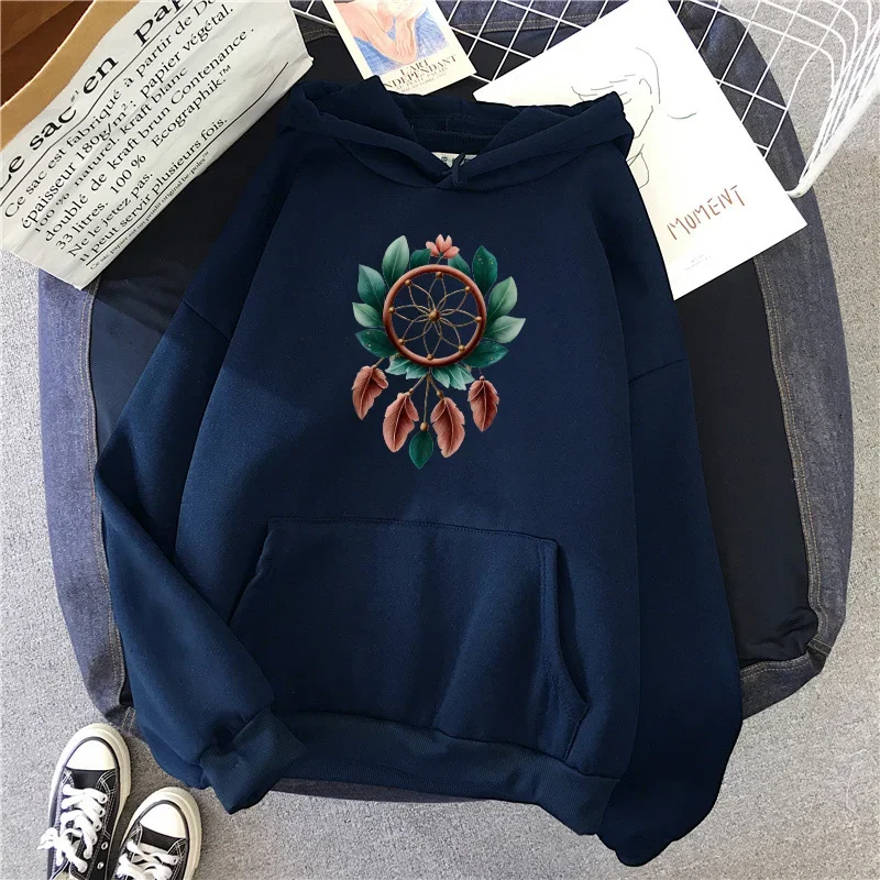 Plus Size Womens Hoodies Retro Print Long Sleeves Sweatshirts Casual Sports Pullover Tops Autumn Winter Street Women Clothing thumbnail 5