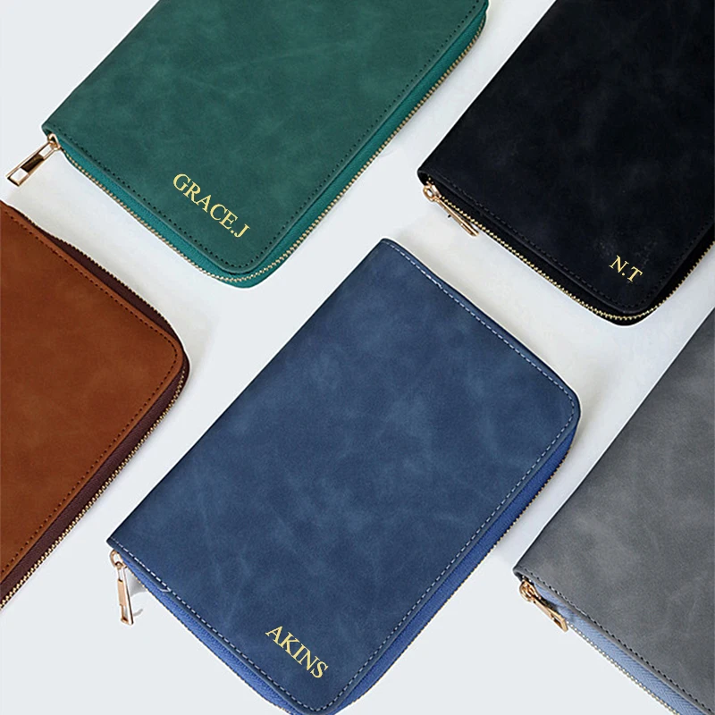 Large Capacity Engrave Letters Card Wallet Multifunction Travel Schedule Planner Business Office Notebook Zipper Passport Holder thumbnail 5
