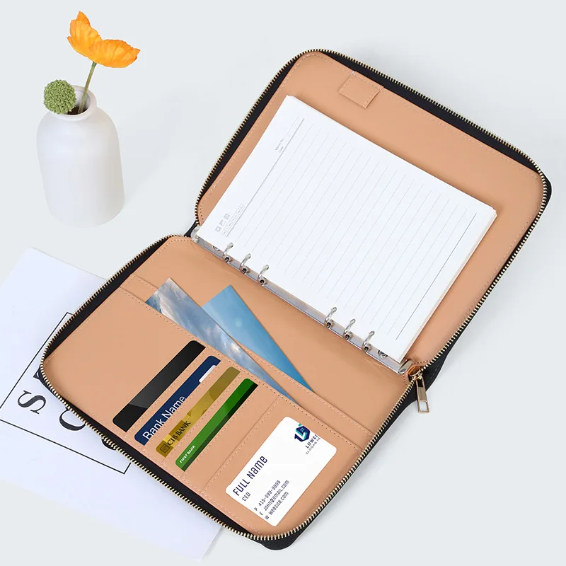 Large Capacity Engrave Letters Card Wallet Multifunction Travel Schedule Planner Business Office Notebook Zipper Passport Holder thumbnail 3