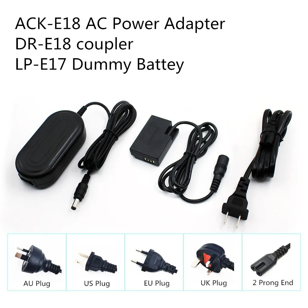 ACK E18 ACK-E18 AC Adapter DR E18 DR-E18 LP E17 Dummy Battery for Canon EOS R50V R100,R50 T6i T6s T7i T8i SL2 SL3 77D 200D 250D thumbnail 4