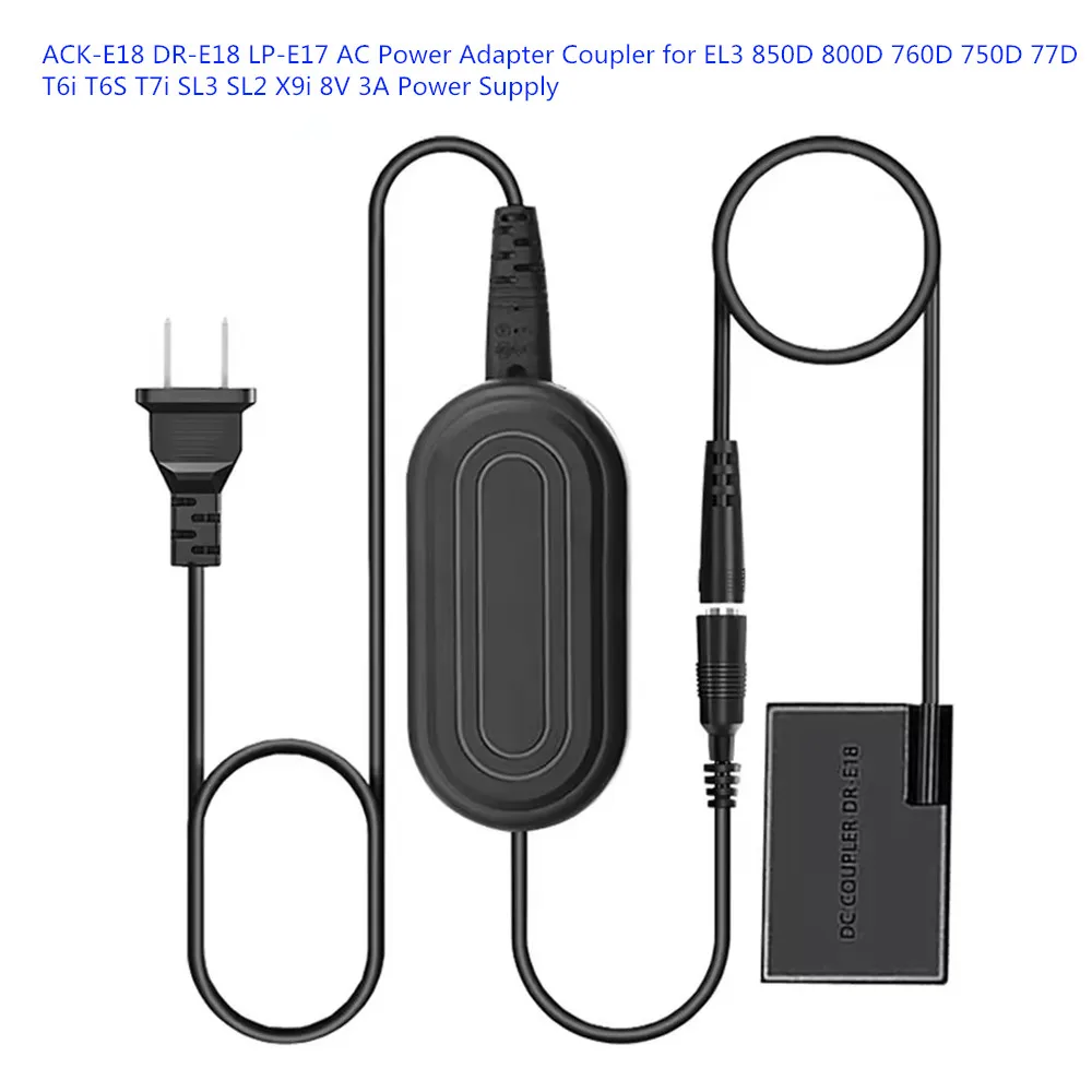 ACK E18 ACK-E18 AC Adapter DR E18 DR-E18 LP E17 Dummy Battery for Canon EOS R50V R100,R50 T6i T6s T7i T8i SL2 SL3 77D 200D 250D thumbnail 2