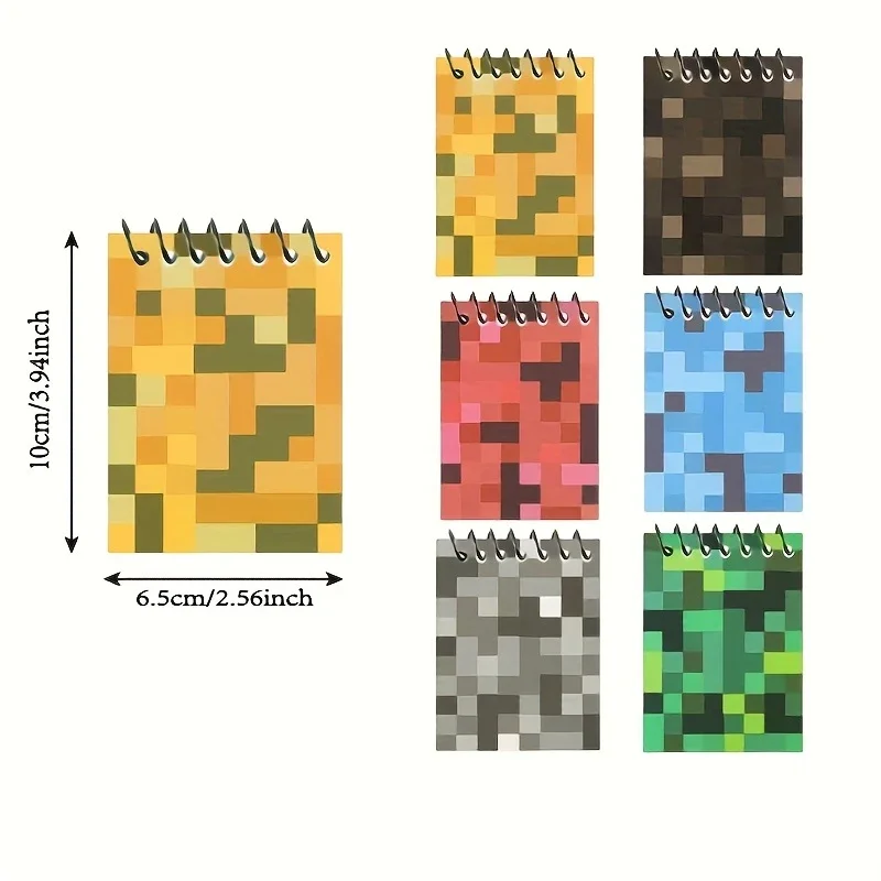 6pcs Stationery Mini Pixel School Supplies Spiral Binding Notepad Notebooks Diary Notebook Useful Office thumbnail 3