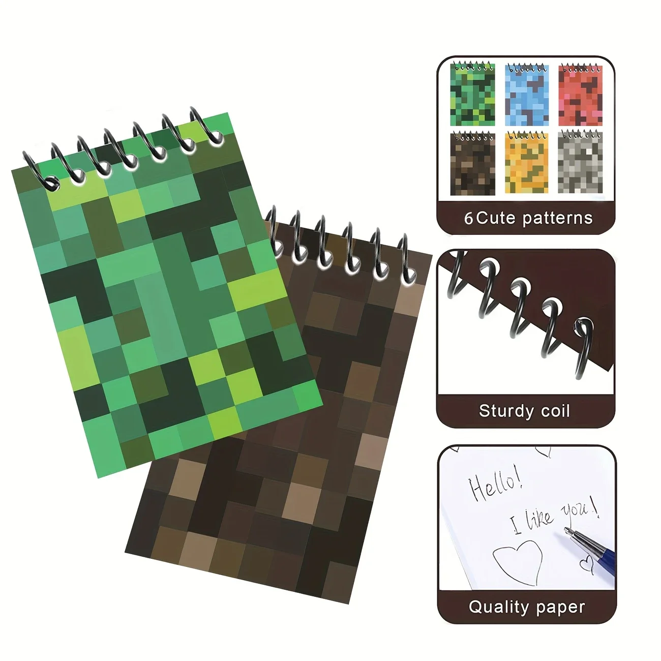 6pcs Stationery Mini Pixel School Supplies Spiral Binding Notepad Notebooks Diary Notebook Useful Office thumbnail 2
