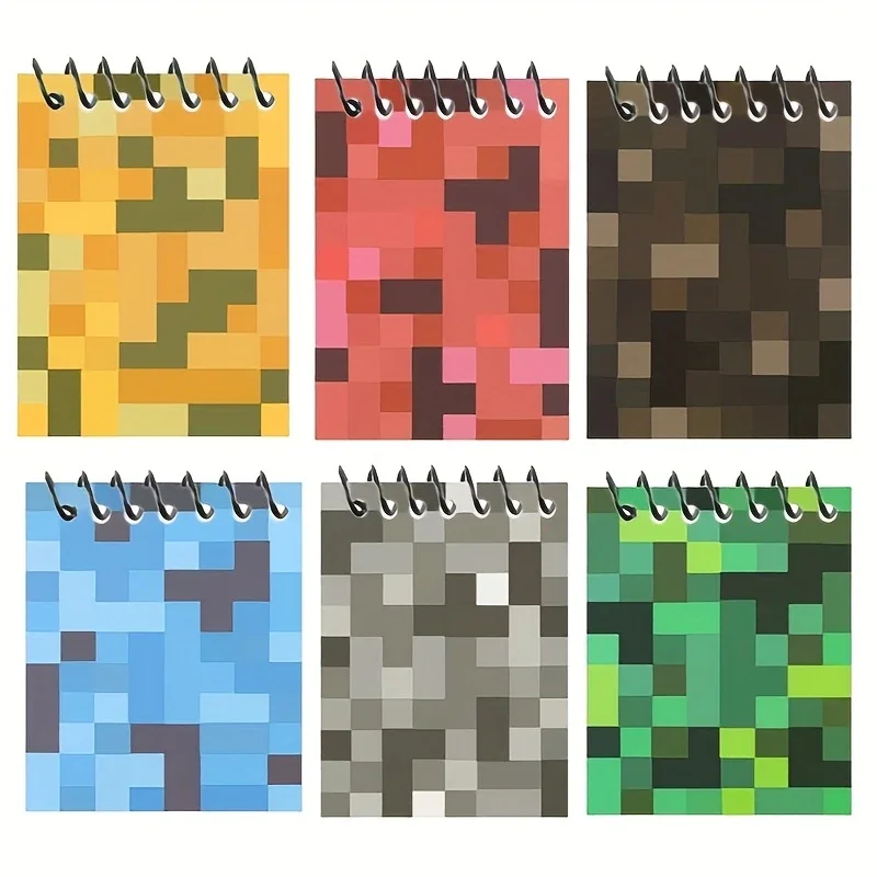 6pcs Stationery Mini Pixel School Supplies Spiral Binding Notepad Notebooks Diary Notebook Useful Office thumbnail 6