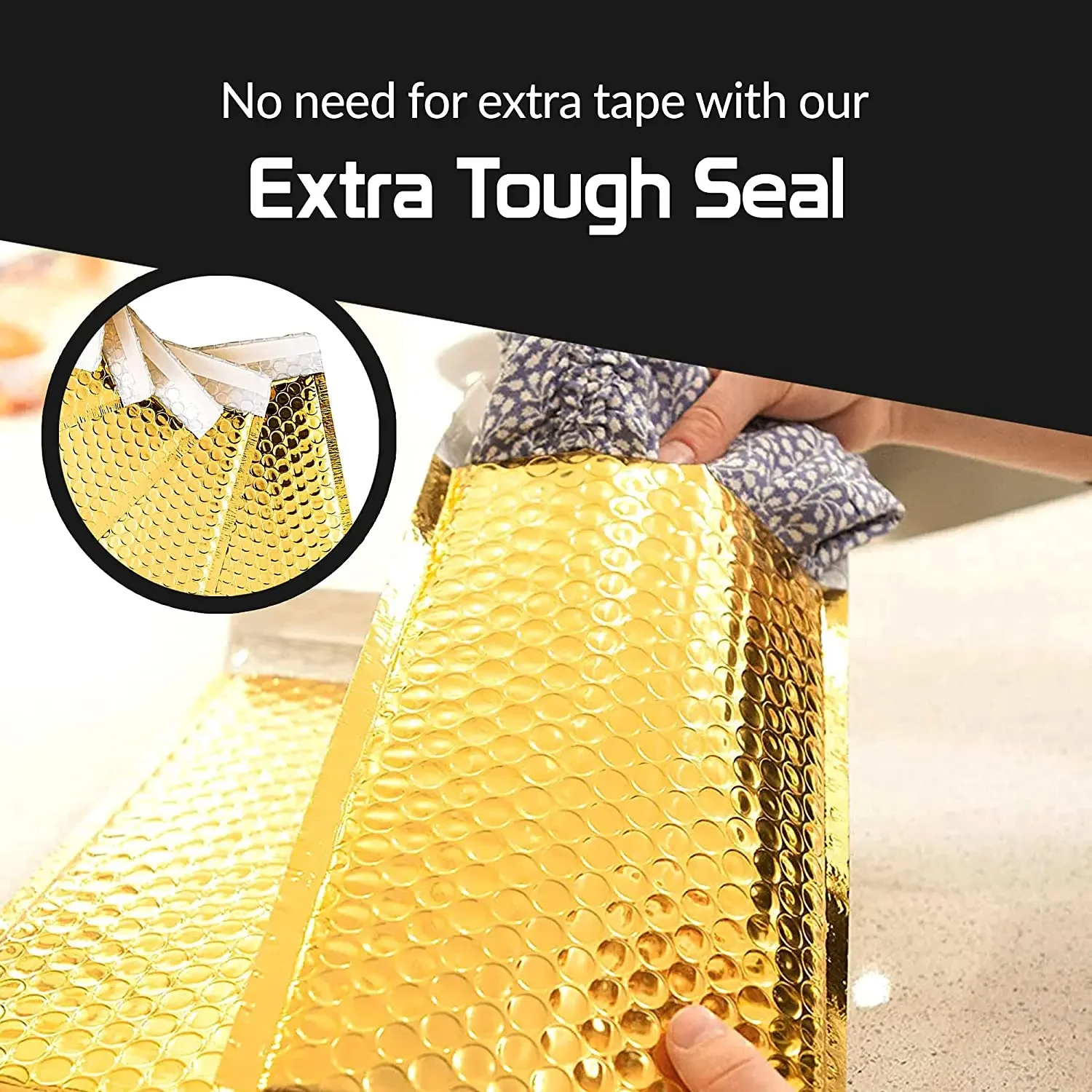 50Pcs Golden Shipping Packaging Supplies Packing Bag Bubble Envelope Bags Small Business Mailer Mailing Office School thumbnail 4