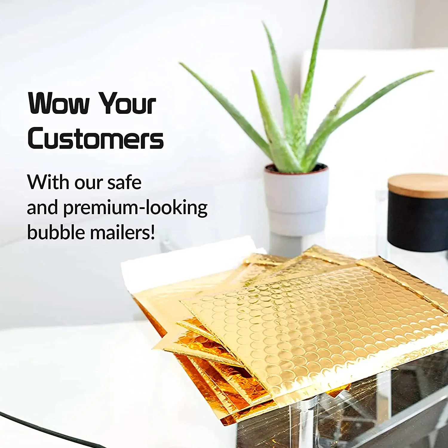 50Pcs Golden Shipping Packaging Supplies Packing Bag Bubble Envelope Bags Small Business Mailer Mailing Office School thumbnail 3