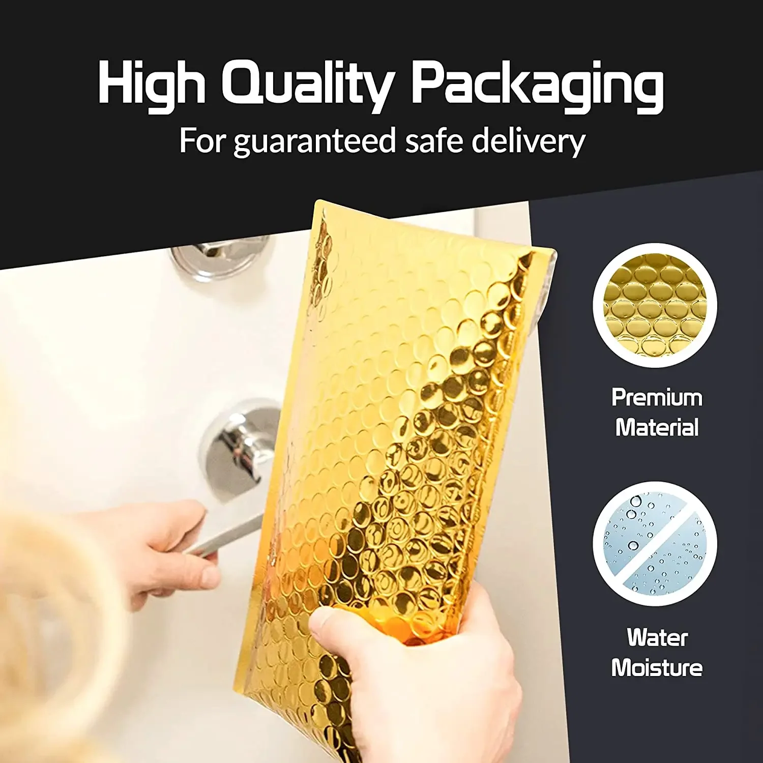 50Pcs Golden Shipping Packaging Supplies Packing Bag Bubble Envelope Bags Small Business Mailer Mailing Office School thumbnail 6