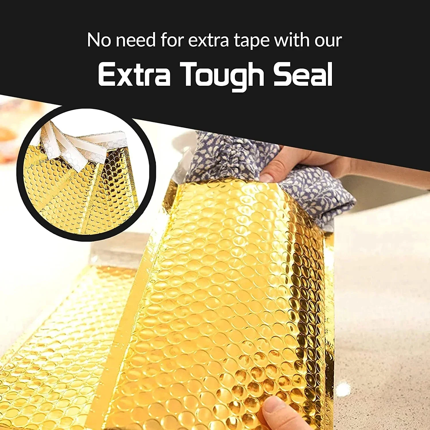 50Pcs Shipping Packaging Supplies Golden Packing Bag Bags Small Business Bubble Envelope Mailing Office School thumbnail 3