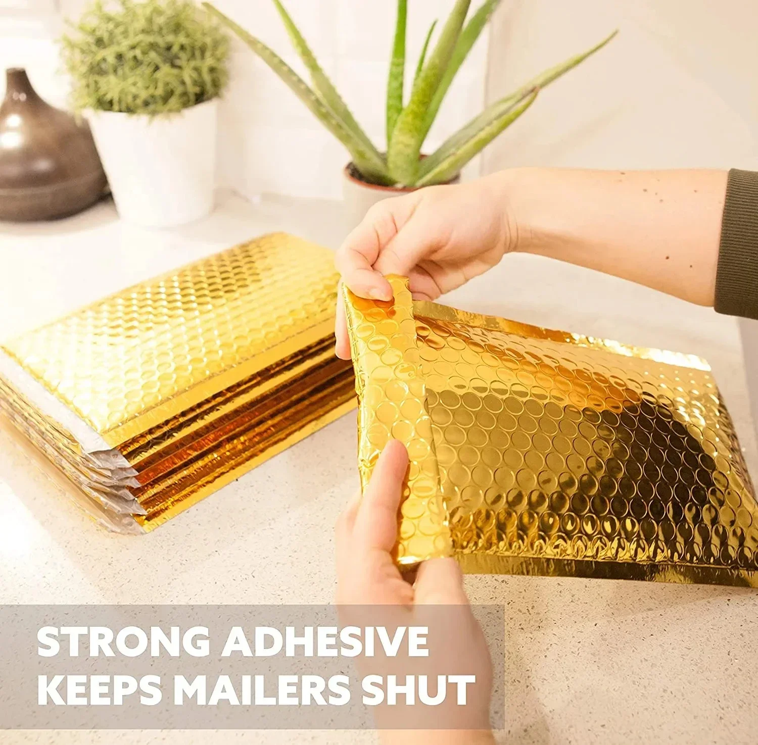 50Pcs Shipping Packaging Supplies Golden Packing Bag Bags Small Business Bubble Envelope Mailing Office School thumbnail 4