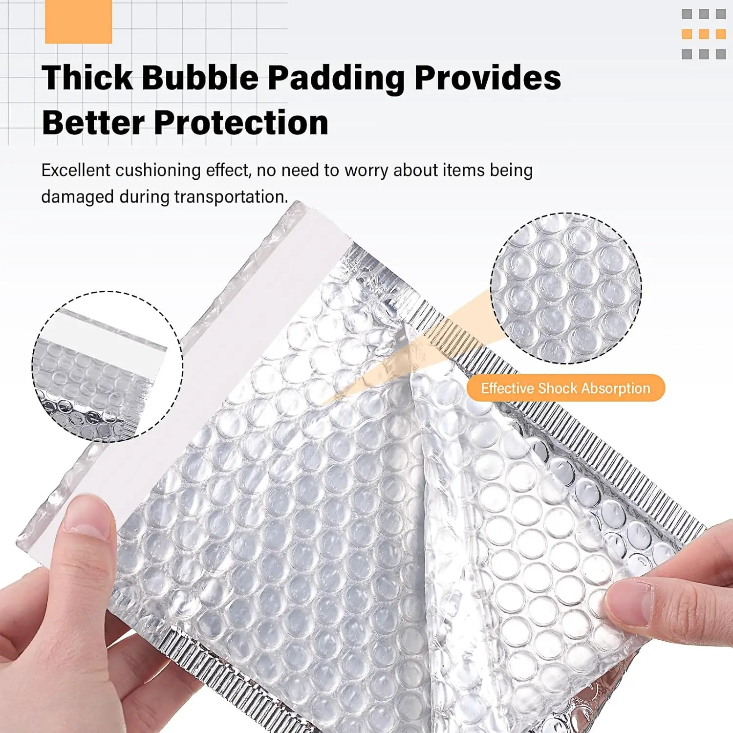50Pcs Silvery Bubble Envelope Shipping Packaging Supplies Packing Bag Bags Small Business Mailer Mailing Office School thumbnail 3