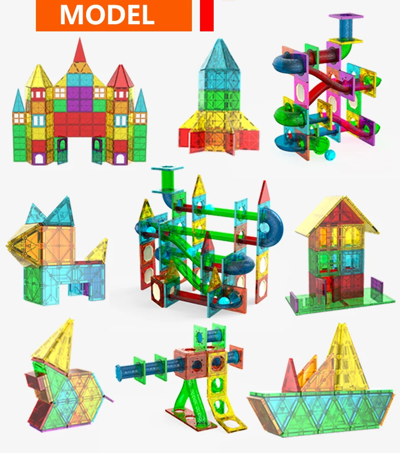 VINEDI Magnetic Building Blocks Construction Set Game Magnet Tiles Children Montessori Educational Toys For Kid Boy Girl Gift