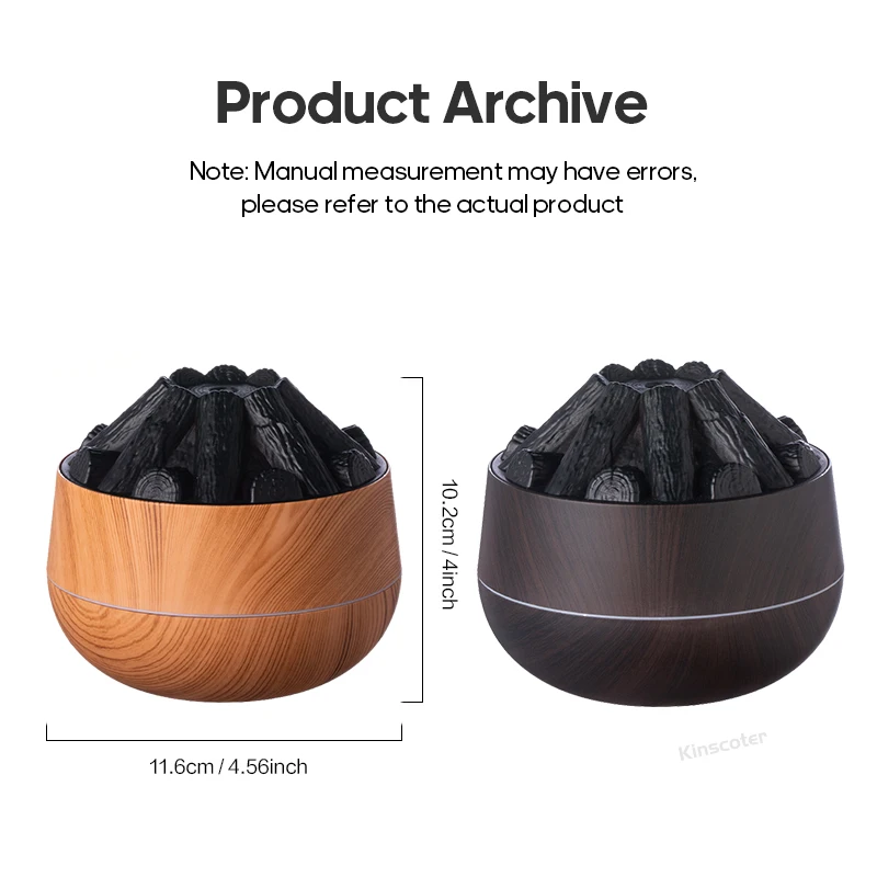 Classic Woodgrain Desktop Air Humidifier Realistic Campfire Water Mist Diffuser Sprayer Colorful Night Light Creative Fireplace thumbnail 6