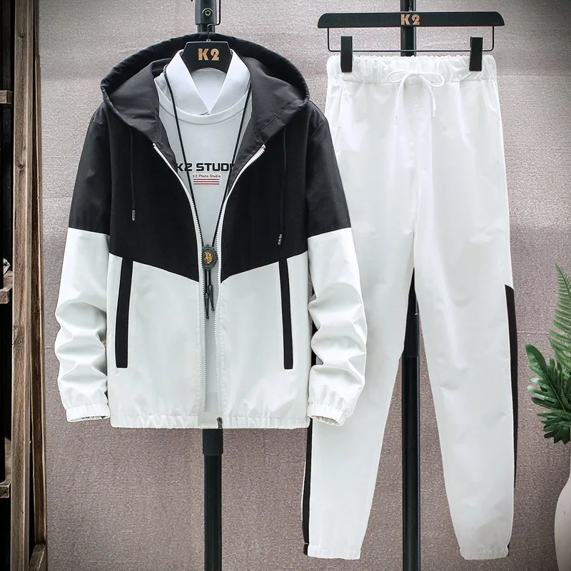M-6XL New Men's Sportswear Set from Japan South Korea Autumn Casual Wear Men's Hooded Jacket Leg Tied Pants Trendy Casual Suit thumbnail 3